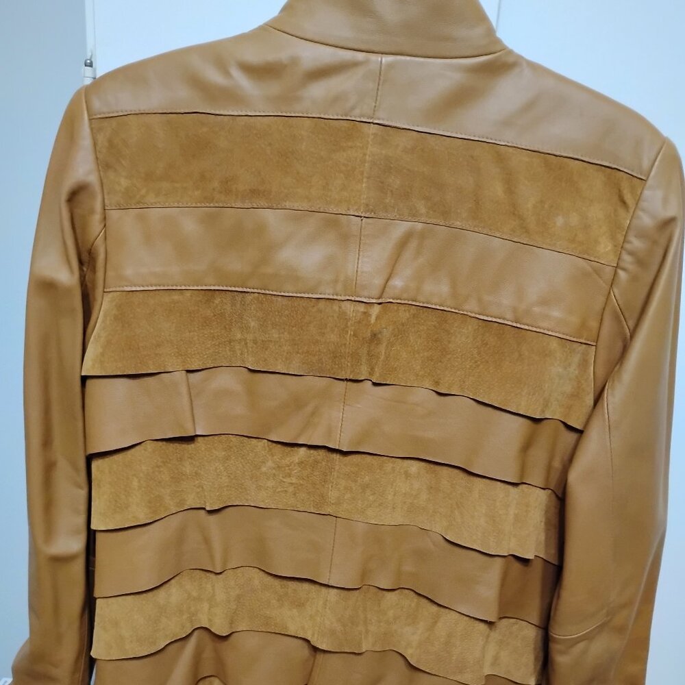 Bradley Bayou suede & leather dress coat               MED Like new - Picture 4 of 6
